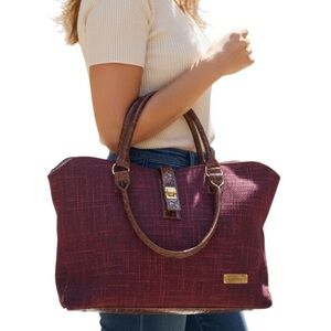 Samantha Brown Croc Embossed Burgundy Tote/Laptop Bag